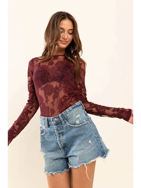 ELEGANT FLORAL PATTERN BODYSUIT